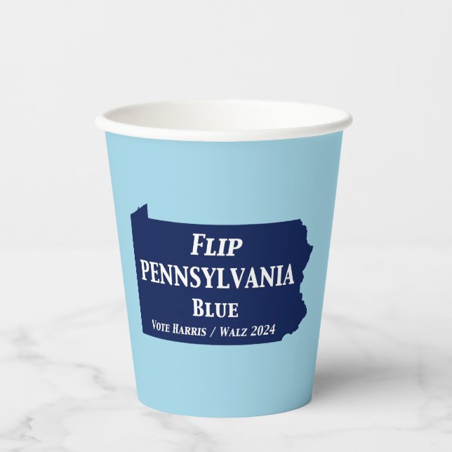 Gobelets En Papier Retourner Pennsylvania Blue en 2024 (Recto)