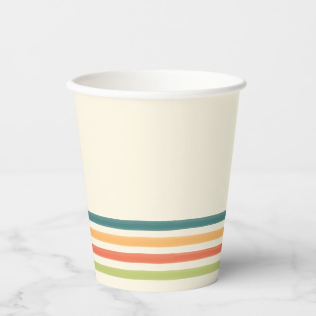 Gobelets En Papier Retro Camp Striped Paper Cups Summer Party (Recto)