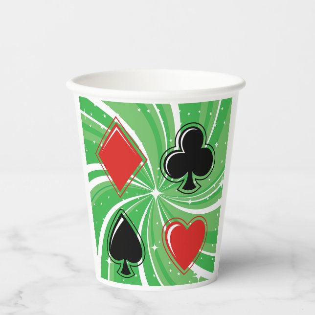Gobelets En Papier Retro Card Suits Vibrant Red and Black (Recto)