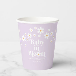Gobelets En Papier Retro Daisy lavender Baby in Bloom Baby shower