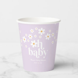 Gobelets En Papier Retro Daisy lavender Oh Baby Baby shower
