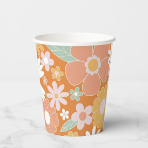 Gobelets en papier rétro floraux pour anniversaire