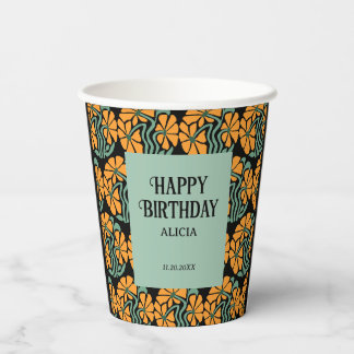 Gobelets En Papier Retro Funky Super Daisy Flower Anniversaire