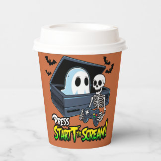 Gobelets En Papier Rétro Gaming Halloween - Humour Squelette Console