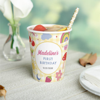 Gobelets En Papier Retro Hand Drawn Quirky Birthday Party