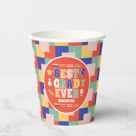 Gobelets En Papier Retro Meilleur Grad Jamais Red Graduation Party