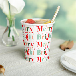 Gobelets En Papier Retro Merry and Bright Christmas