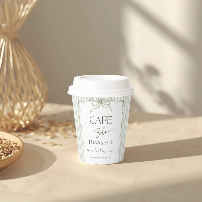 Gobelets En Papier Retro Neutral Bow Cafe Bebe Coffee Baby Shower (Créateur téléchargé)