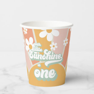 Gobelets En Papier Rétro Notre Petite Souris Soleil Anniversaire