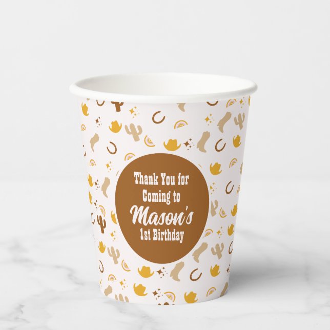 Gobelets En Papier Retro Rodeo Cowgirl Cowboy Bohemian Birday (Recto)