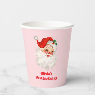 Gobelets En Papier Retro Santa anniversaire