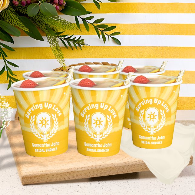 Gobelets En Papier Retro Sunshine Fête de Mariage Pickleball (Paper Cups)