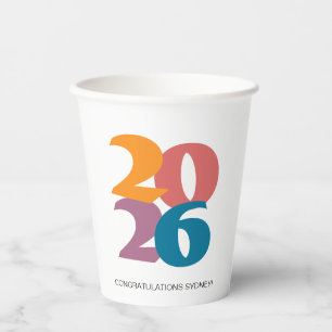 Gobelets En Papier Retro Vibes Graduation Party Classe de 2024