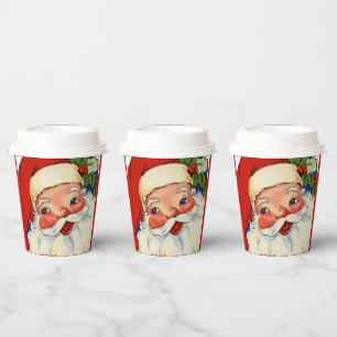 Gobelets En Papier retro vintage Noël Père Noël Holiday Paper Cup
