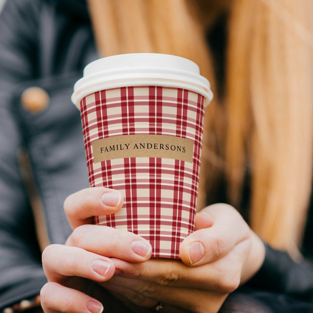 Gobelets En Papier Révère rustique | Embracer la ferme rouge Plaid (Créateur téléchargé)