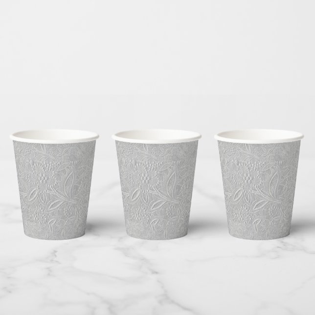 Gobelets En Papier Revêtement floral gris (Multi)