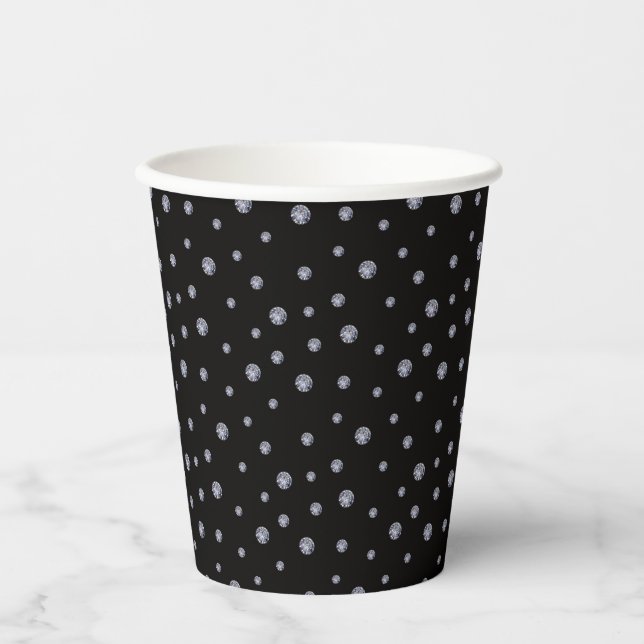 Gobelets En Papier Rhinestones en noir (Recto)