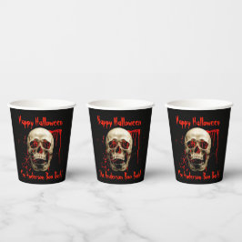 Gobelets En Papier Rire crâne Noir et Rouge Halloween Party