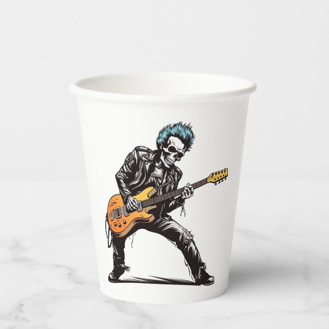 Gobelets En Papier Rock and Roll Skeletons Anniversaire (Recto)