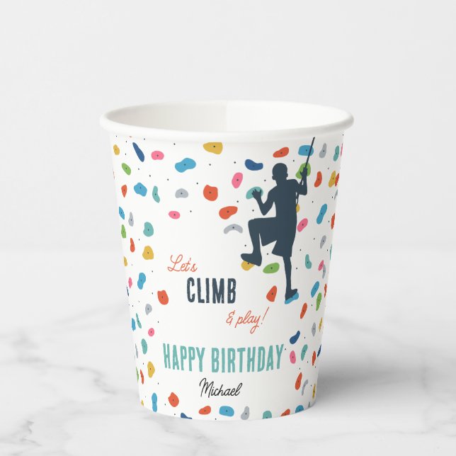 Gobelets En Papier Rock Escalade mignonne Anniversaire de enfant Part (Gauche)