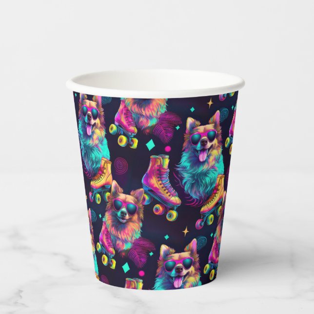 Gobelets En Papier Roller Skate Disco Chien (Recto)