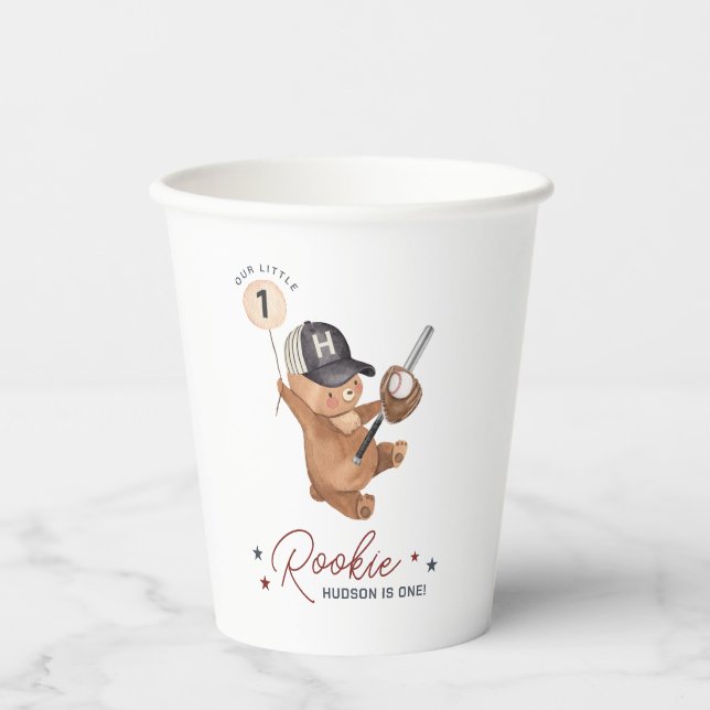 Gobelets En Papier Rookie 1er Ours d'anniversaire (Recto)