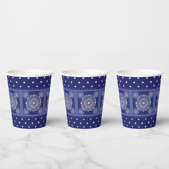 Gobelets En Papier Rosace bleue (Multi)