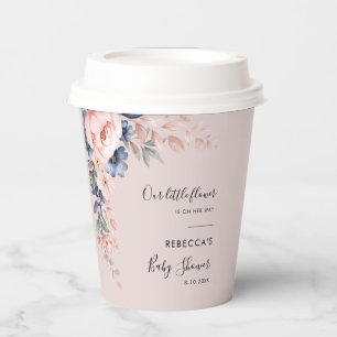 Gobelets En Papier Rose Floral Rustique Baby shower moderne
