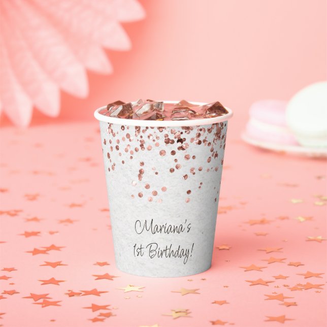 Gobelets En Papier Rose Gold fête d'anniversaire (Insitu)