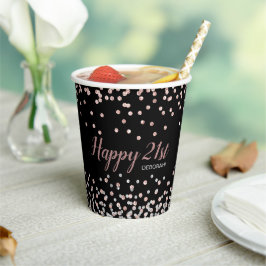 Gobelets En Papier Rose Gold Silver Confetti 21e fête d'anniversaire