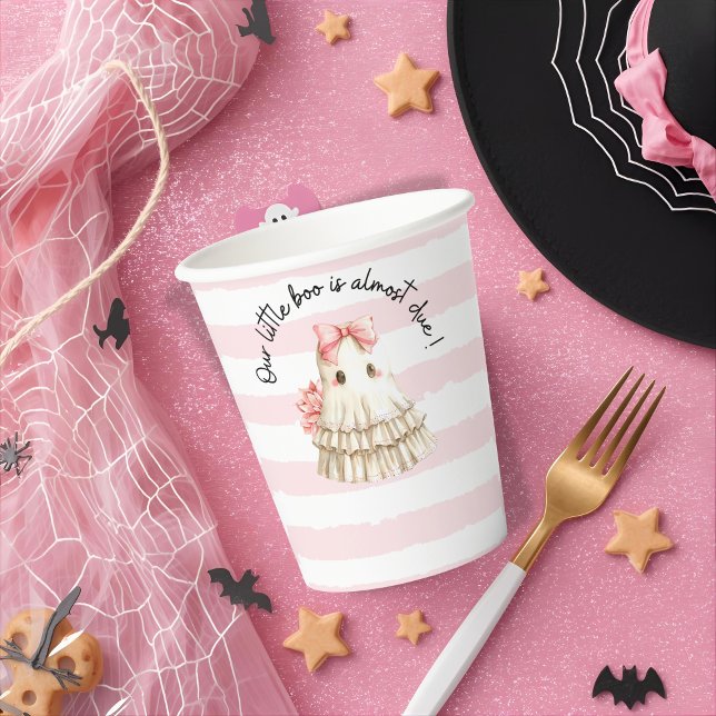 Gobelets En Papier rose mignon fantôme petit baby shower Invitation (Créateur téléchargé)