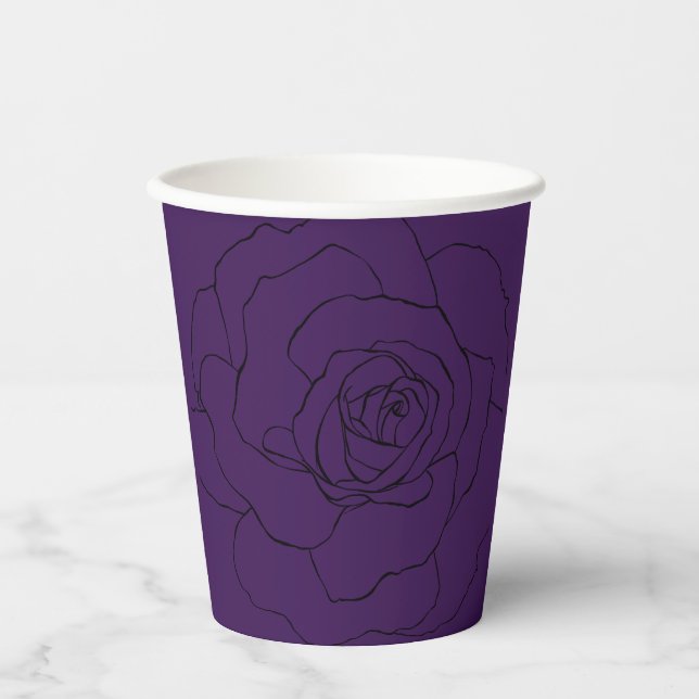 Gobelets En Papier Rose noir sur violet (Recto)