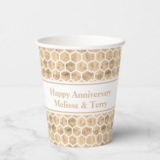 Gobelets En Papier Rose or nid d'abeilles moderne