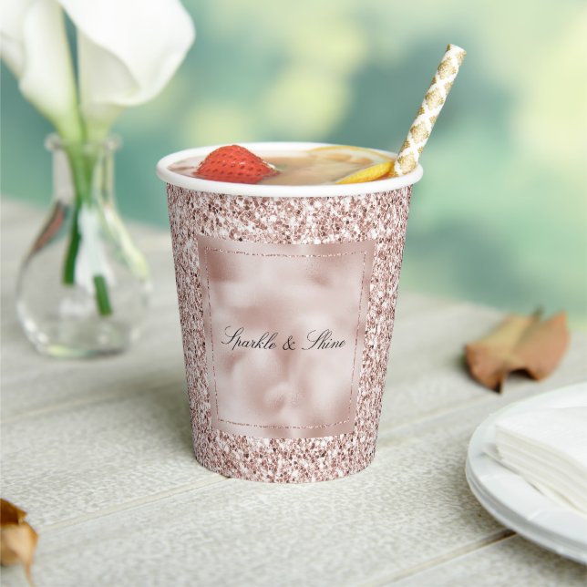 Gobelets En Papier Rose Pâle Pailleté Glitzy           (Insitu)