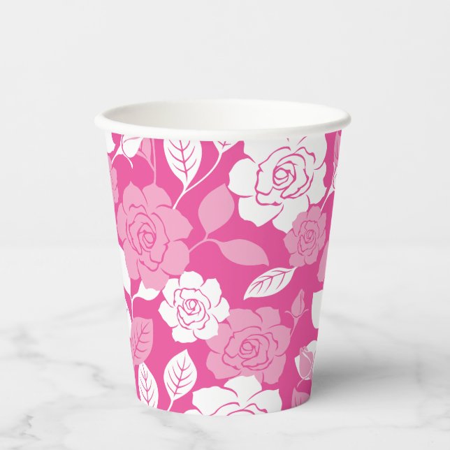 GOBELETS EN PAPIER ROSE PATTERN (PINK) (Recto)
