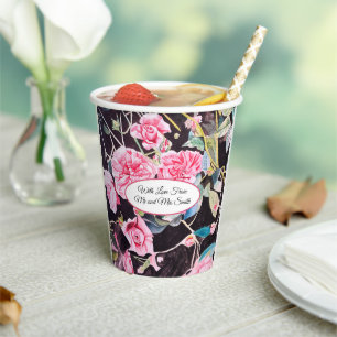 Gobelets En Papier Rose rose eau-forte chou mariage vintage