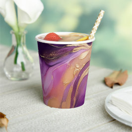 Gobelets En Papier Rose violet moderne et or