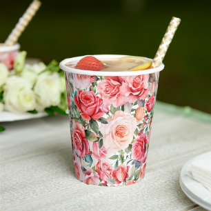 Gobelets En Papier Roses roses roses roses romantiques