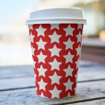 Rouge avec des tasses de papier Motif aux étoiles 