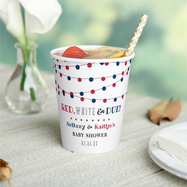 Gobelets En Papier Rouge, Blanc & Due ! baby shower 4 juillet (Insitu)