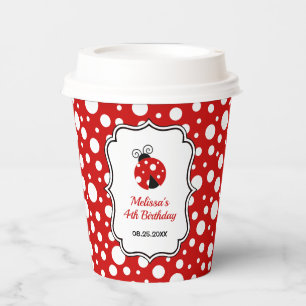 Gobelets En Papier Rouge Blanc Points Ladybug Cadre Enfants Anniversa