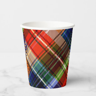 Gobelets En Papier Rouge Bleu Vert Jaune Carreaux Tartan Design