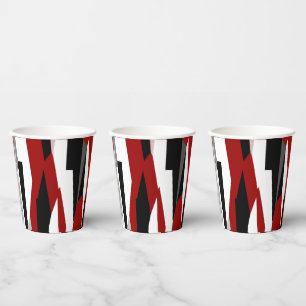 Gobelets En Papier Rouge noir et blanc abstrait
