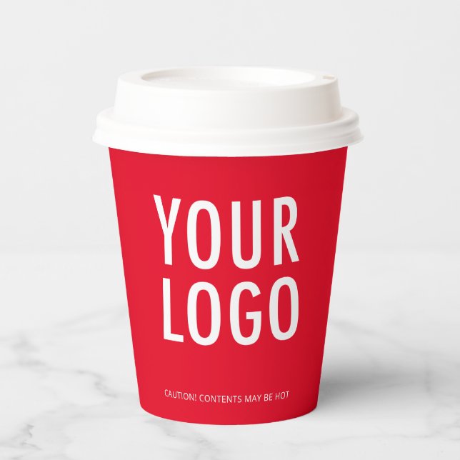 Gobelets en papier rouge pour café avec couvercles (Recto)