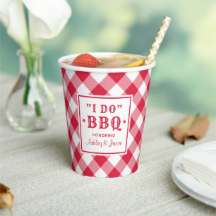 Gobelets En Papier Rouge Rustique Je Dis Oui BBQ Monogramme de Mariag