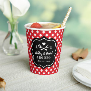 Gobelets En Papier Rouge Rustique Je Fait Barbecue Monogramme Mariage