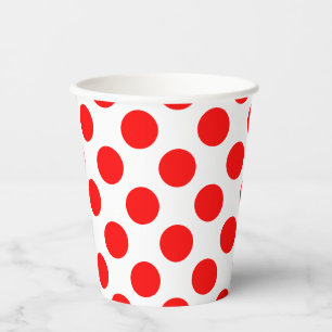 Gobelets En Papier Rouge sur blanc grand format Pois