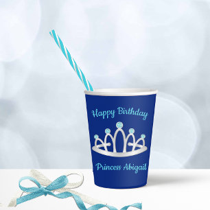 Gobelets En Papier Royal Blue Princess Tiara fête d'anniversaire