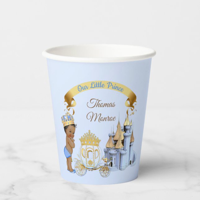 Gobelets En Papier Royal Prince Castle Carriage Blue Gold Boy (Recto)