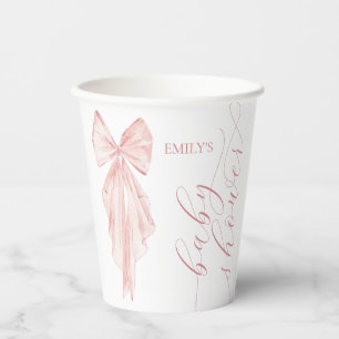 Gobelets En Papier Ruban de Baby shower de fille rose